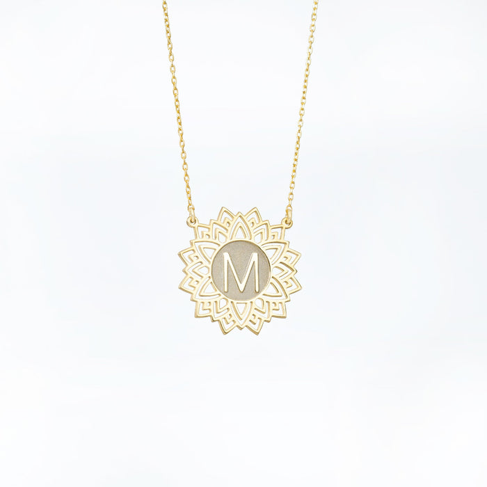 925 Sterling Silver Lotus Necklace With Letter