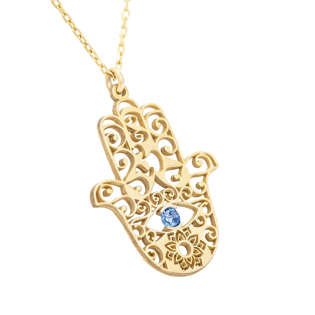 Hand of Fatima With Birthstones Necklace