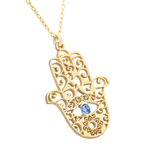 Hand of Fatima With Birthstones Necklace
