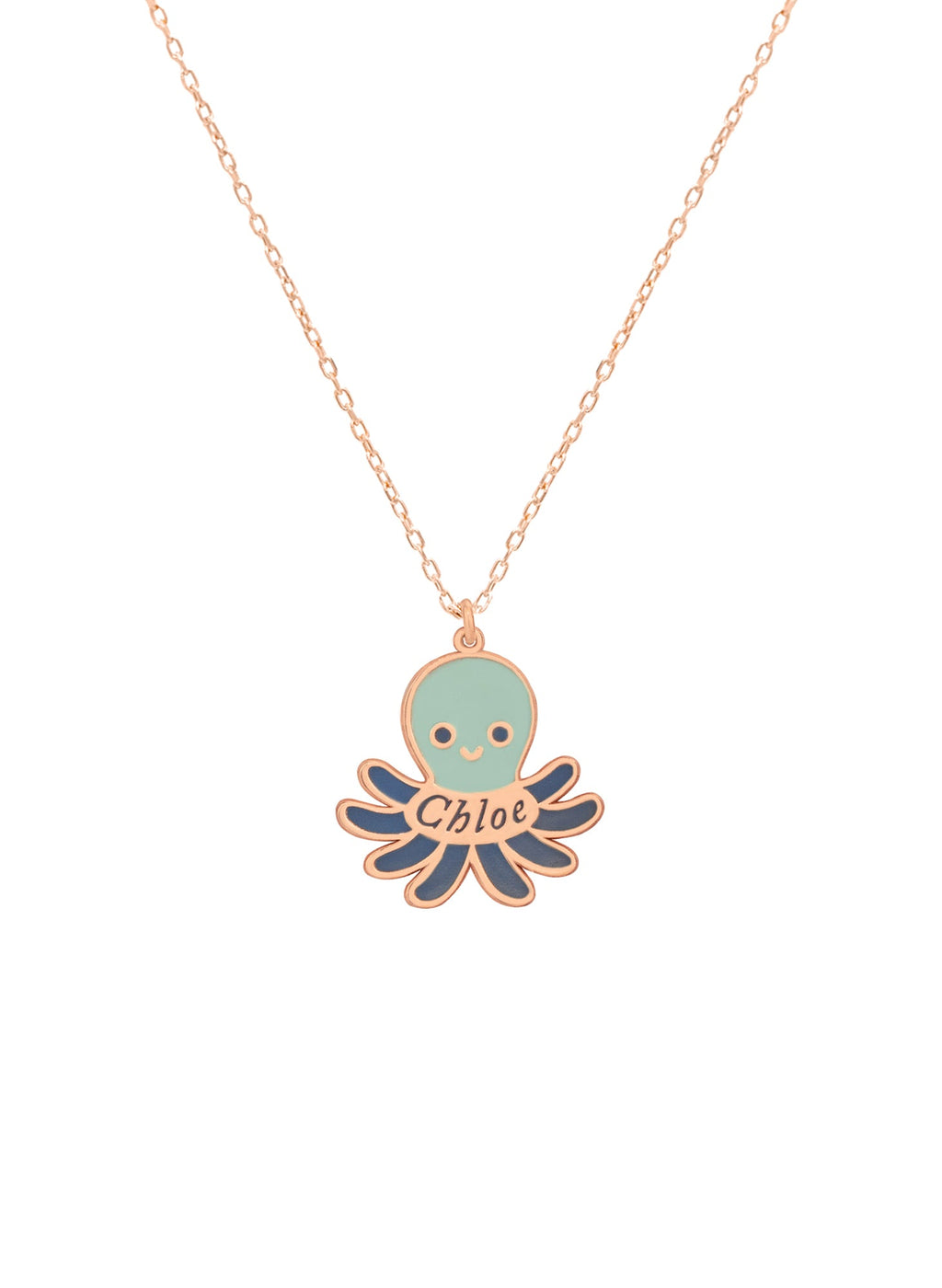 925 Sterling Silver Enamel Octopus Name Necklace