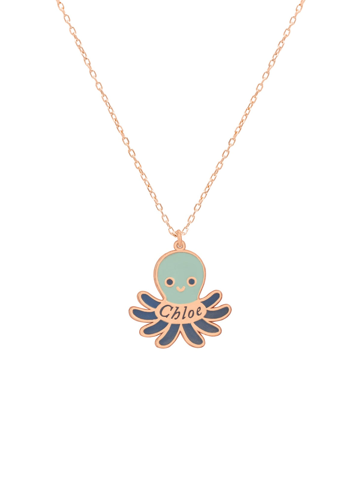 925 Sterling Silver Enamel Octopus Name Necklace