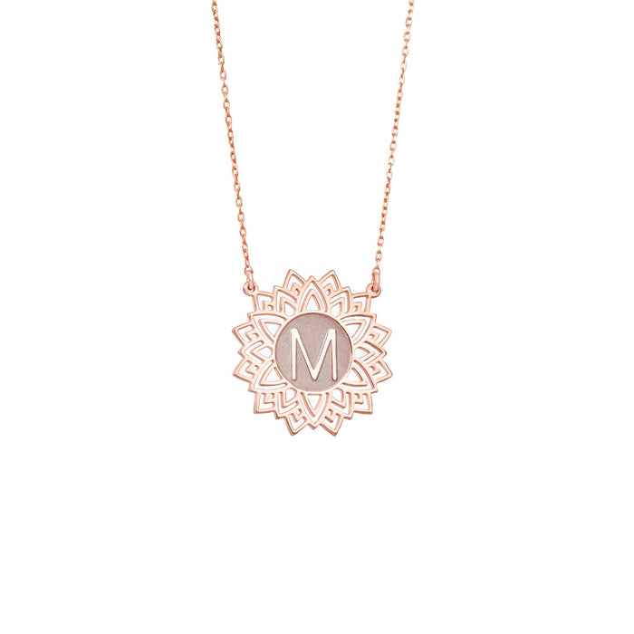 925 Sterling Silver Lotus Necklace With Letter