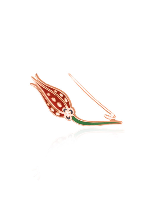 925 Sterling Silver Enamel Tulip Brooch