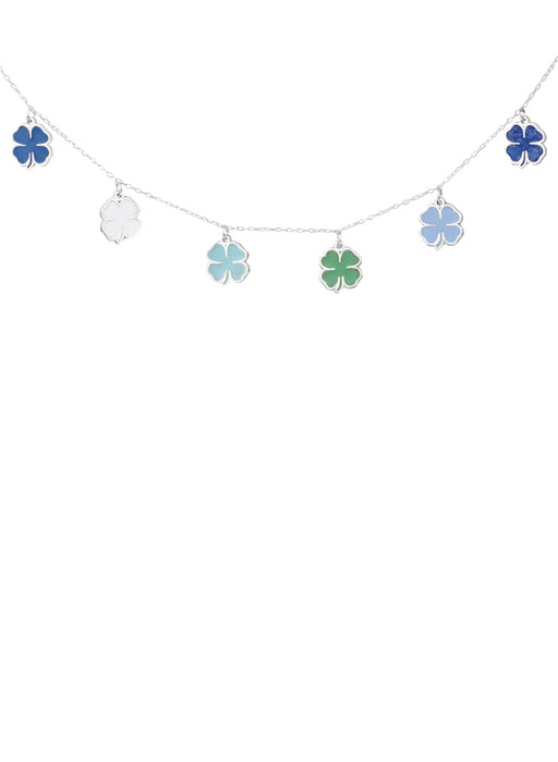 925 Sterling Silver Enamel Four Leaf Clover Necklace