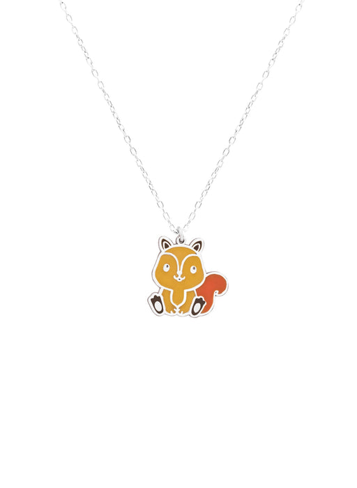 925 Sterling Silver Enamel Squirrel Necklace