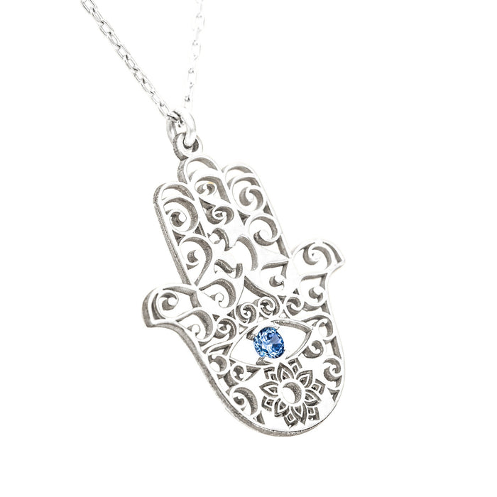 Hand of Fatima With Birthstones Necklace