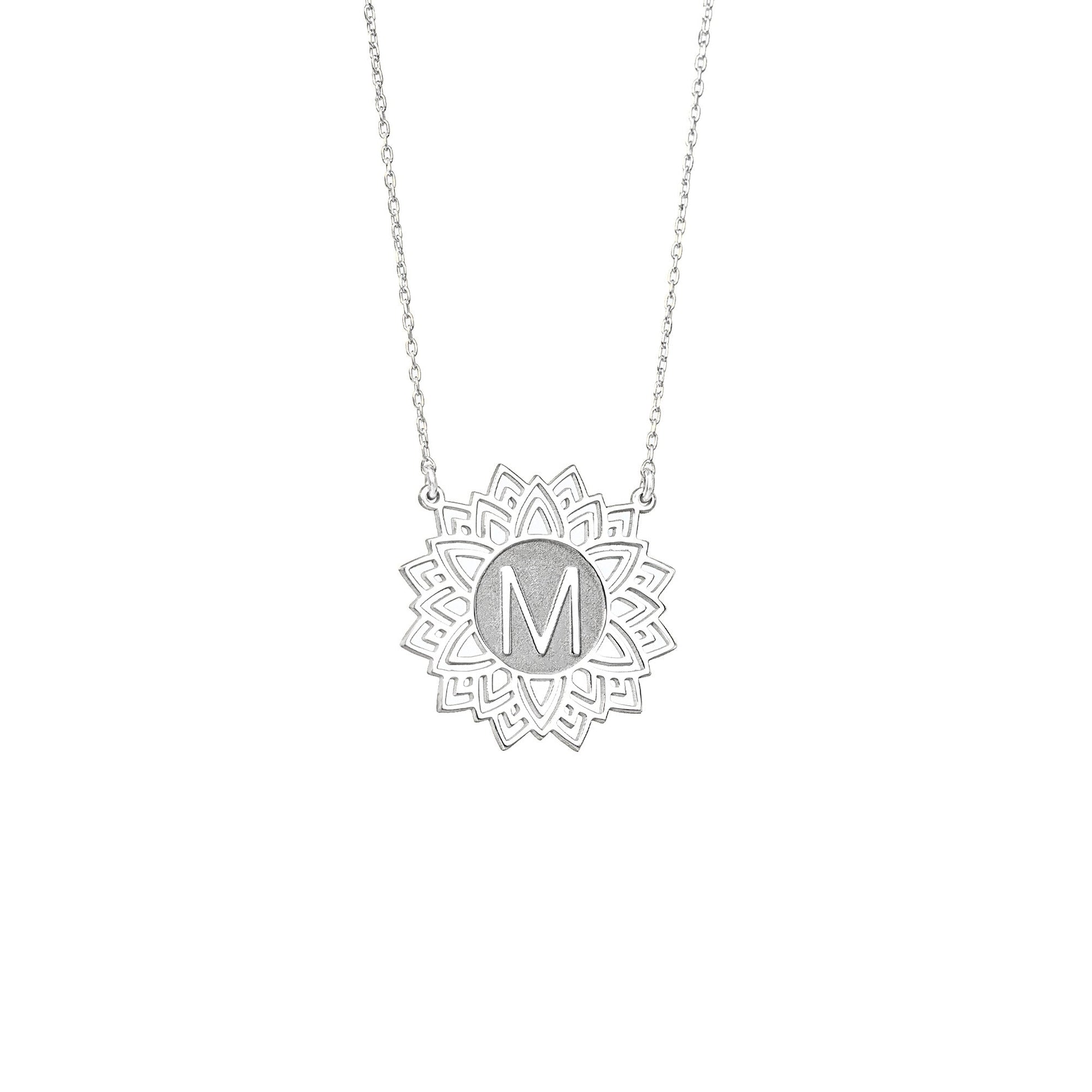 925 Sterling Silver Lotus Necklace With Letter