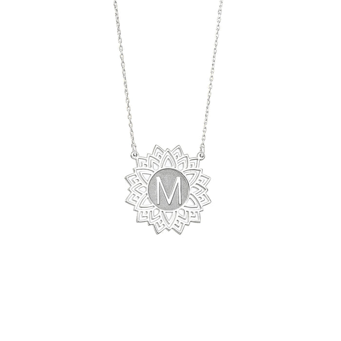 925 Sterling Silver Lotus Necklace With Letter